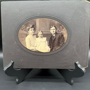 Antique Cabinet Card Victorian Family Photo Signed Lloyd Wyalusing PA Oval Mount